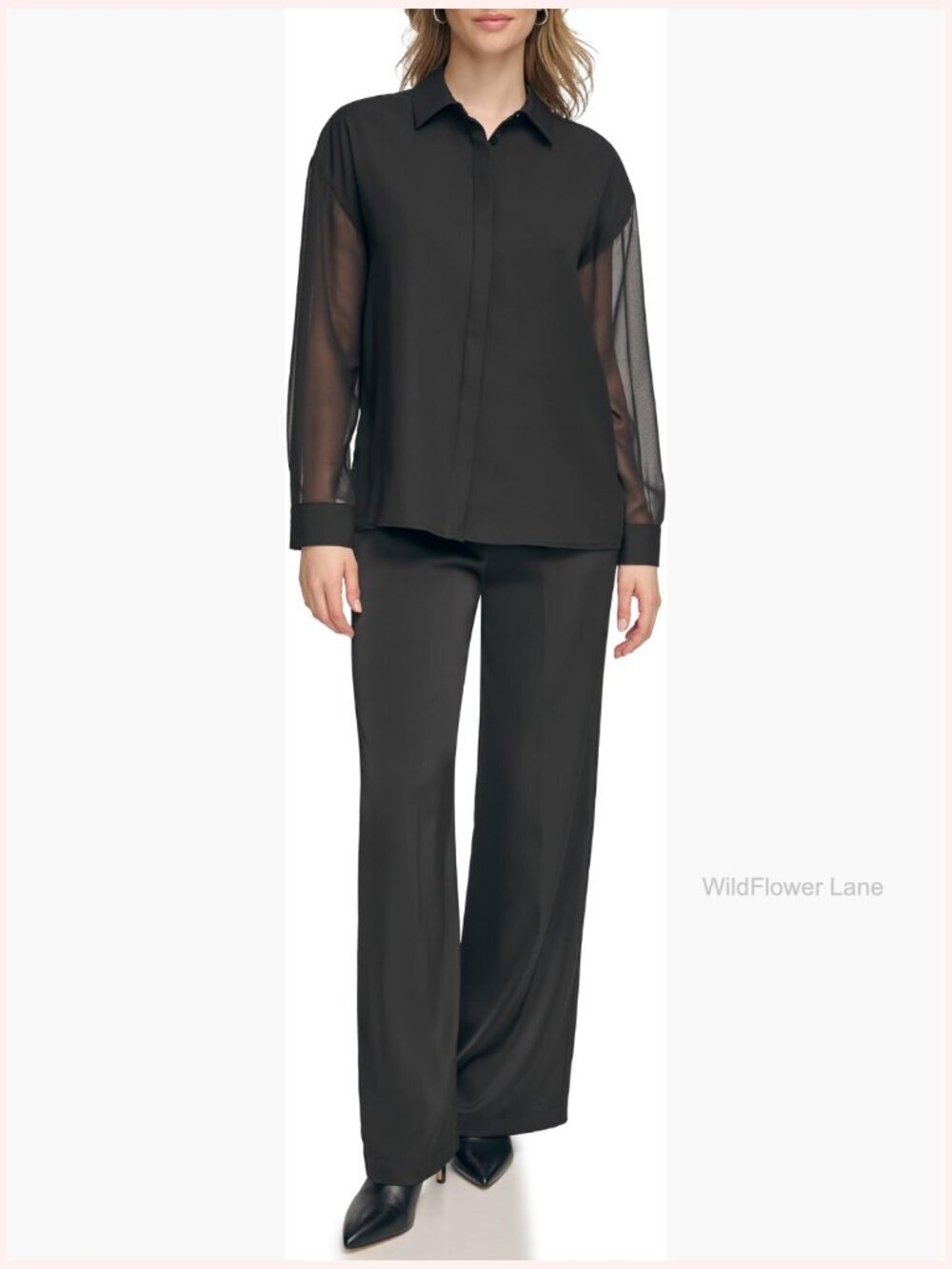 Button Front Long Sleeve Blouse Sportswear Stretch Polyester